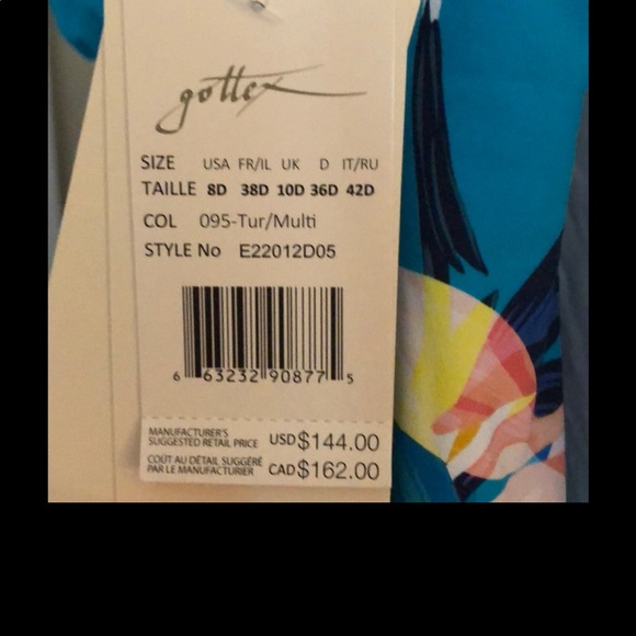 Gottex Brand Turquoise one piece bathing suit with skirt. Normally sells for 250 - Picture 4 of 4